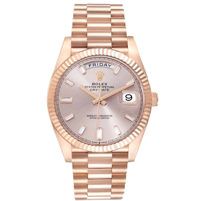 Rolex Day Date Sundust Baguette Dial on President Bracelet Ref. 228235 Card 2017