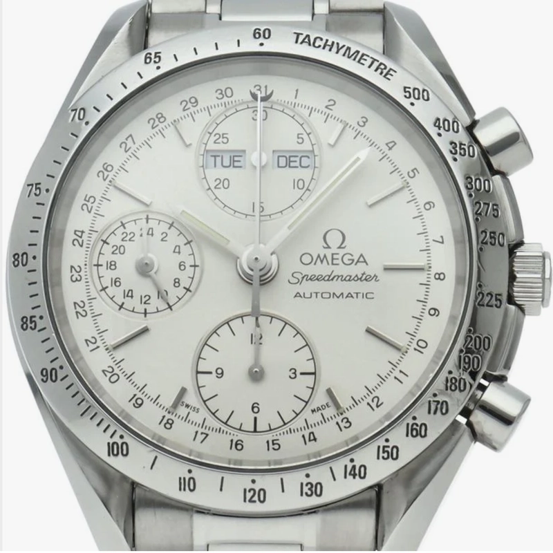 Omega Speedmaster Day Date White Dial on Stainless Steel Bracelet Ref. 3521.30 Complete 1995