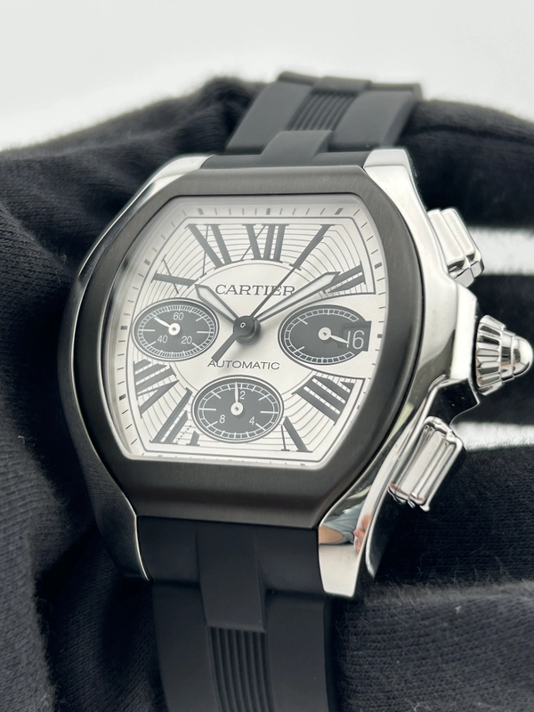 Cartier Roadster White Roman Dial on Black Rubber Band Ref. RW6206020 view 3