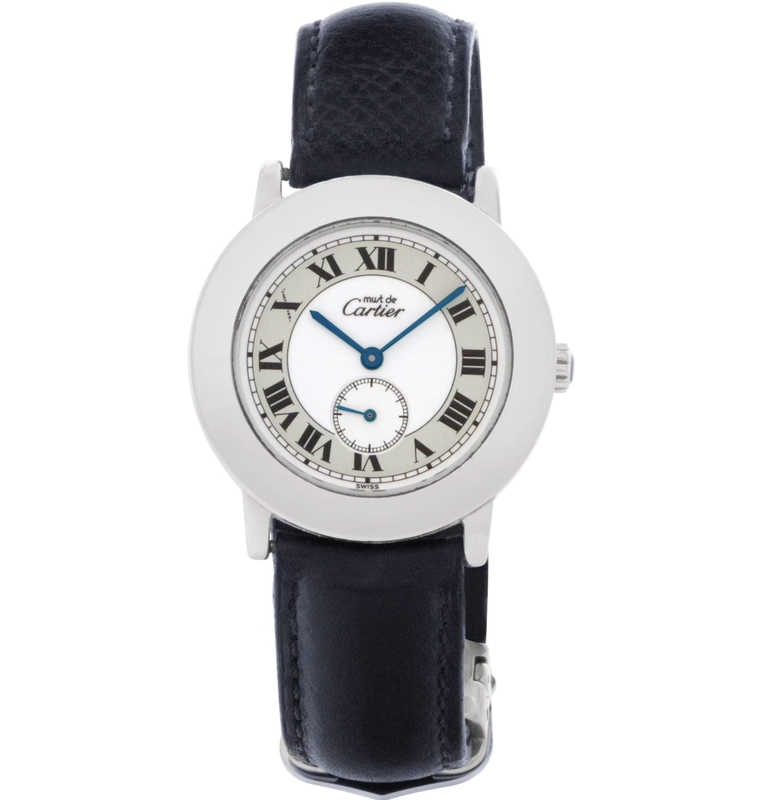 Cartier Must White, Olive / Roman Numerals Dial on Leather Band Ref. 1815 1