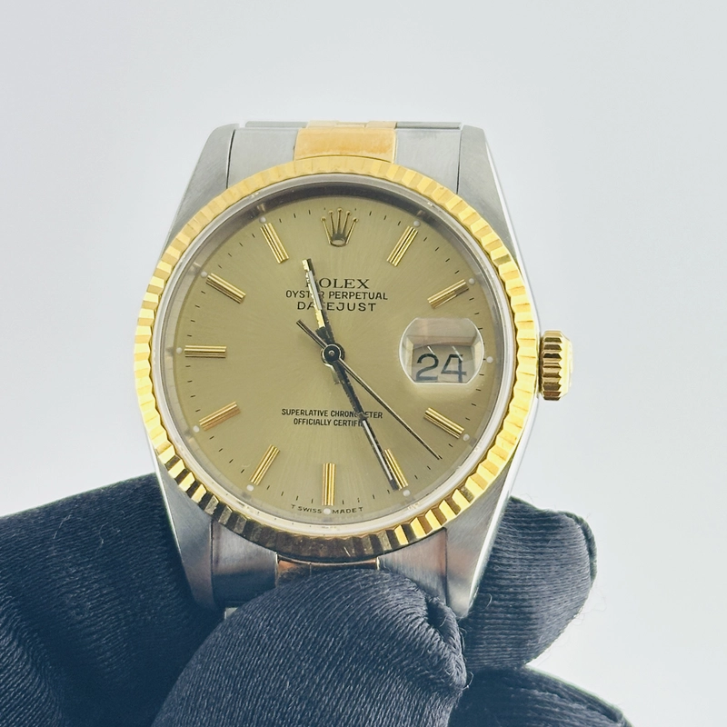 Rolex Datejust Champagne Stick Dial on D Link Jubilee Ref. 16233 1989 view 3