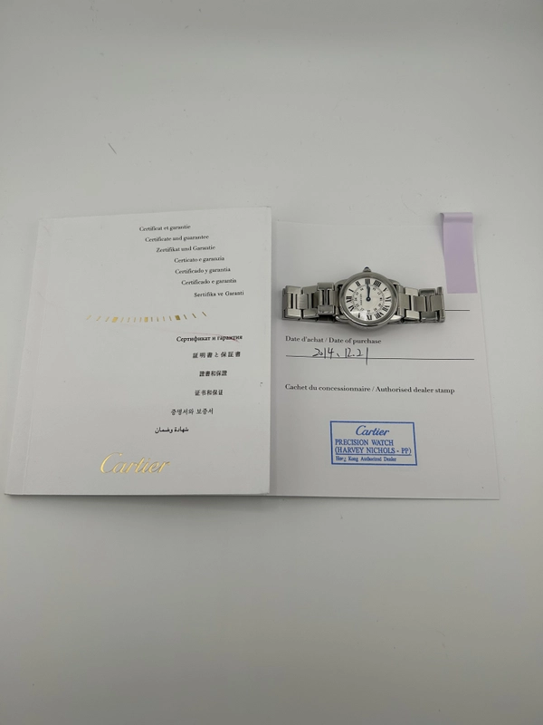 Cartier Ronde Solo White Roman Numerals Dial on Stainless Steel Bracelet Ref. W6701004 Papers 2014 view 7