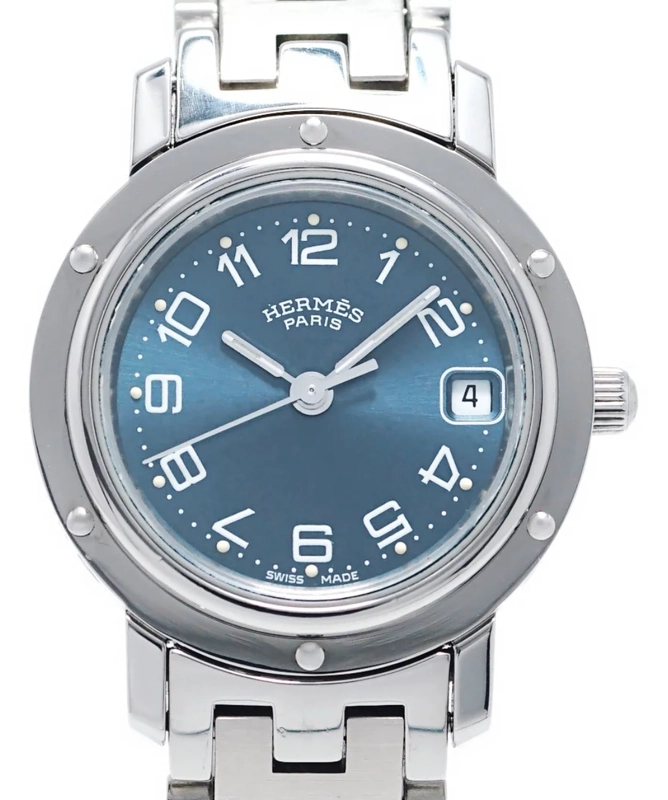 Hermes Clipper Blue Arabic Numerals Dial on Stainless Steel Bracelet Ref. CL4.210