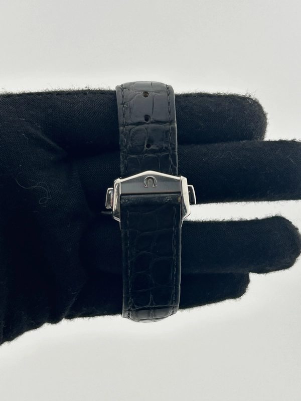 Omega De Ville Silver Roman Dial on Leather Ref. 433.13.41.21.02.001 Complete Open Date view 4