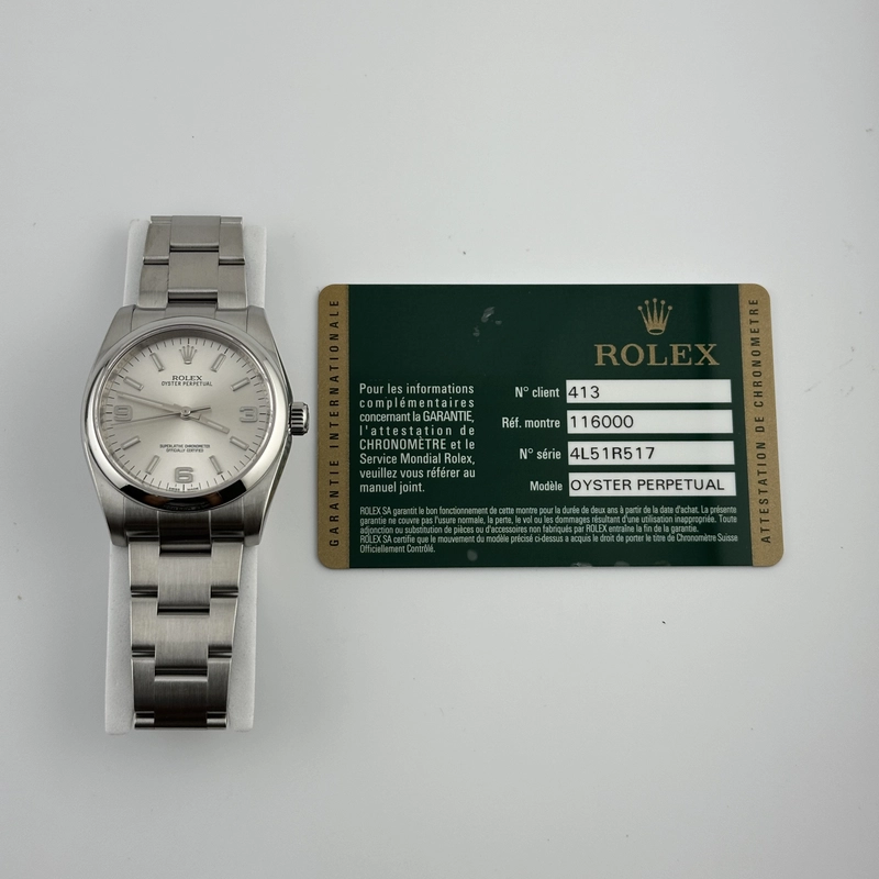 Rolex Oyster Perpetual Silver Dial on Oyster Ref. 116000 Card 2014 view 5