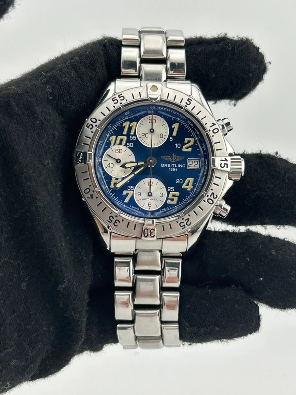 Breitling Colt Chronograph Blue Dial on Stainless Steel Bracelet Ref. A13035/A133C90PFA Complete 1998 view 2