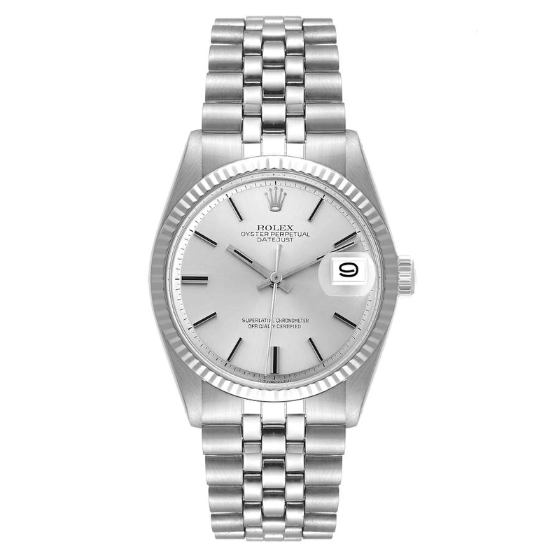 Rolex Datejust Silver Stick / Has Spots Dial on Folded Jubilee Bracelet Ref. 1601/4 1970