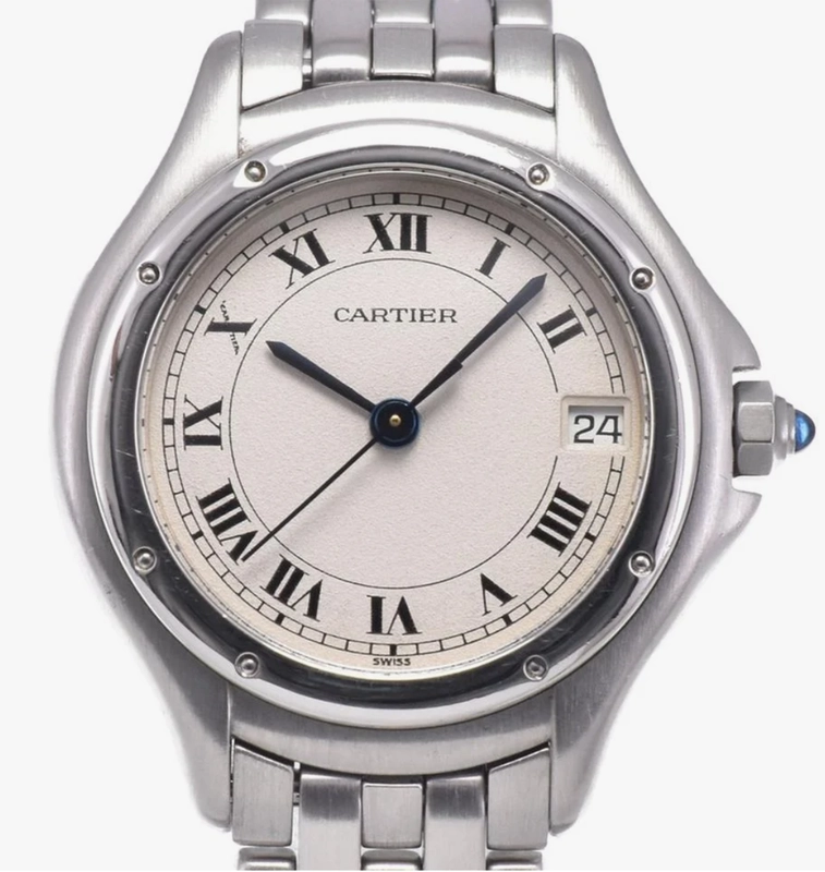 Cartier Cougar Silver Roman Numerals Dial on Stainless Steel Bracelet Ref. W35001F5