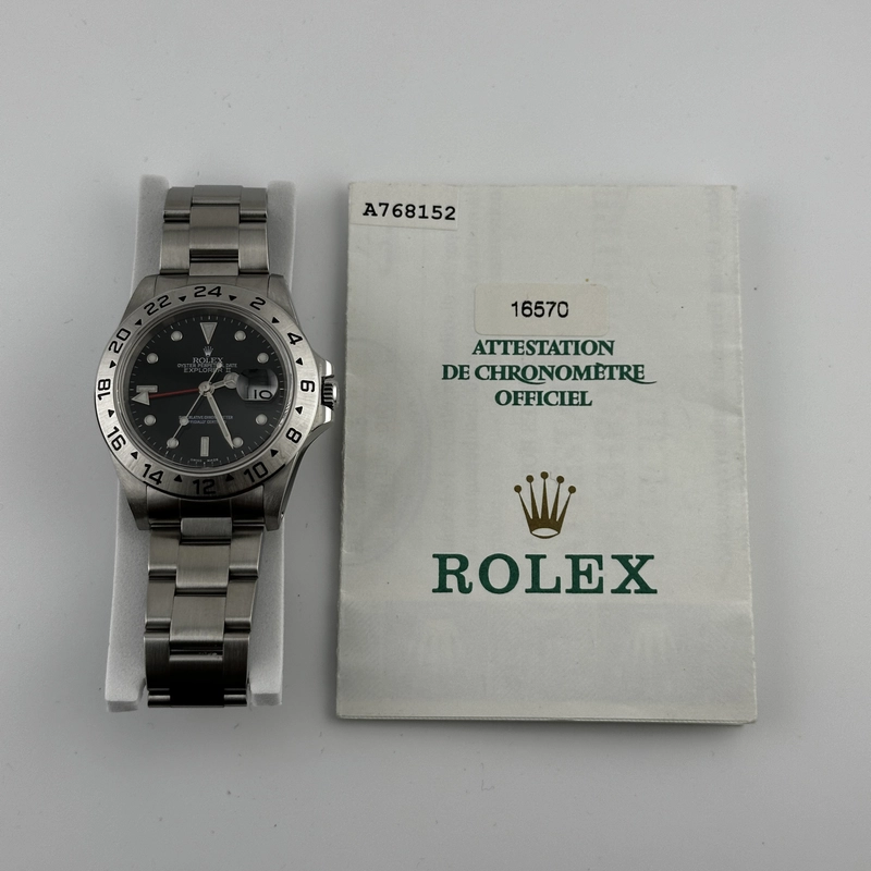Rolex Explorer II Black Dial on Oyster Ref. 16570 Papers Open Date view 5