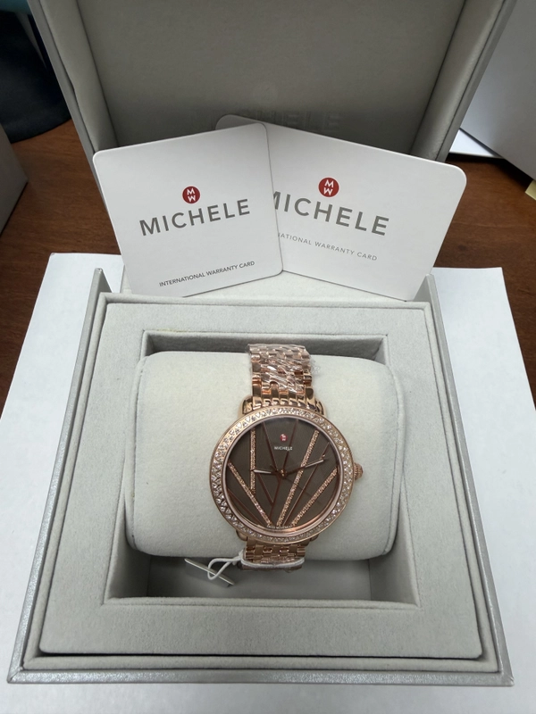 Michele Brown Dial Set With Diamonds Dial Ref. MWW21B000113 Card Open Date view 6