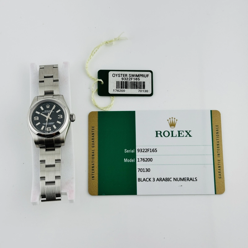 Rolex Oyster Perpetual Black Dial on Oyster Bracelet Ref. 176200 Card 2017 view 7