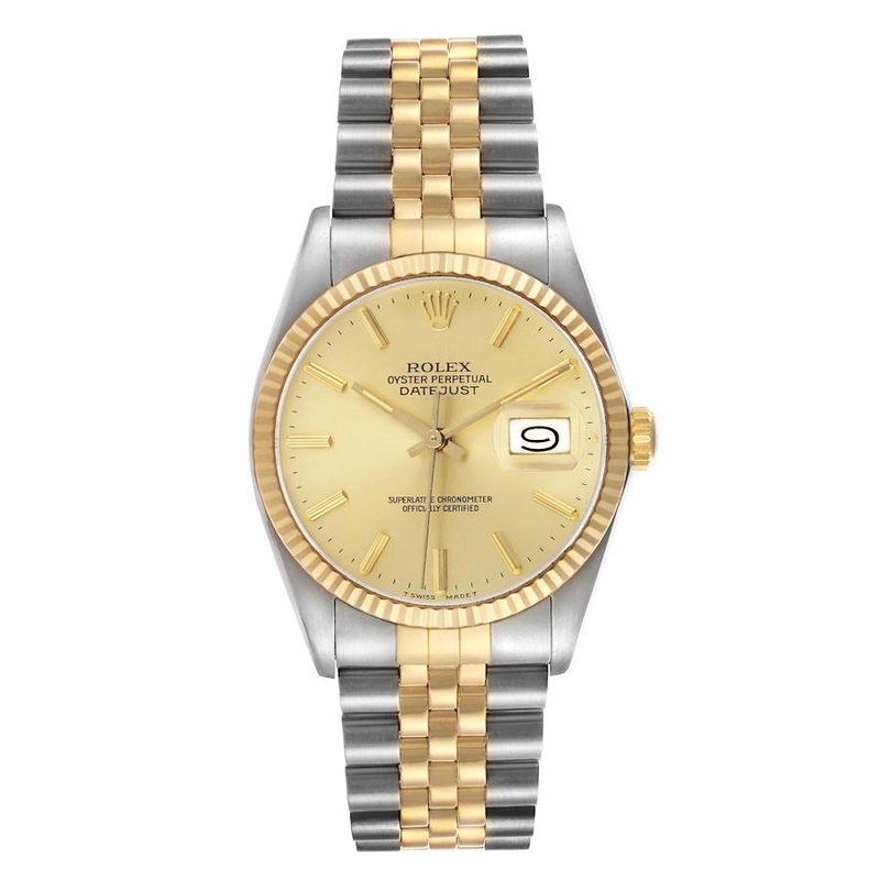 Rolex Datejust Champagne Stick Dial on D Link Jubilee Bracelet Ref. 16013