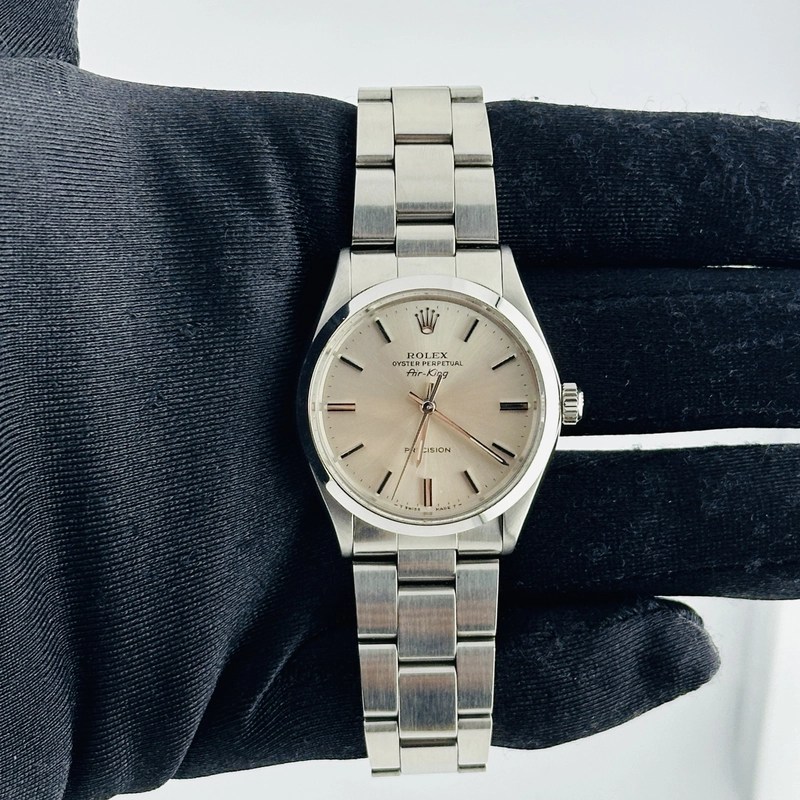Rolex Air-King Silver Dial on Oyster Ref. 5500 Papers 1975 view 2