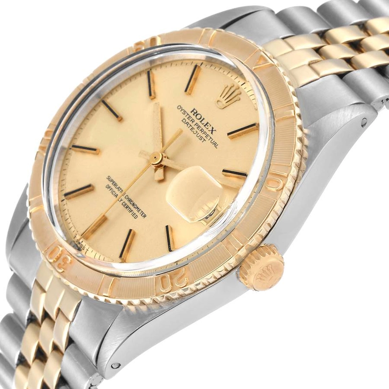 Rolex Datejust Turnograph Champagne Stick / Has Spots Dial on Folded Jubilee Bracelet Ref. 1625 1966 view 2