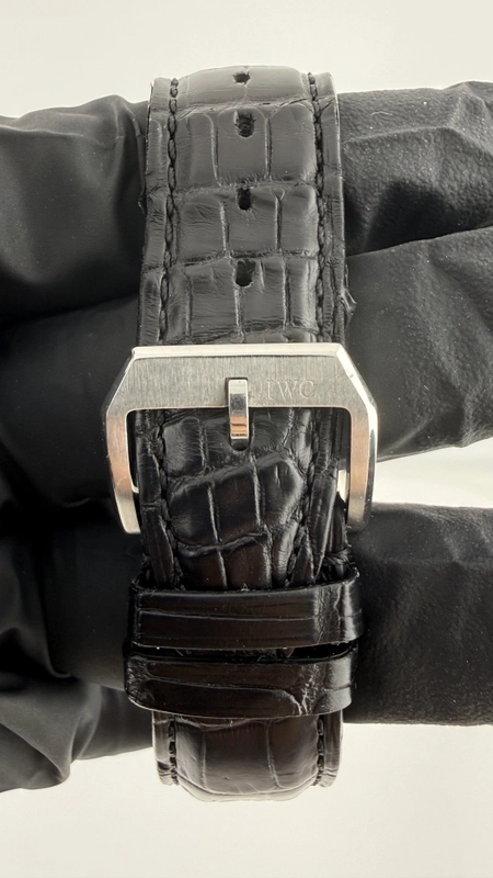 Iwc Pilot Spitfire Carbon Arabic Numeral Dial on Black Calfskin Band. Ref. IW371701 Manuals Only view 5