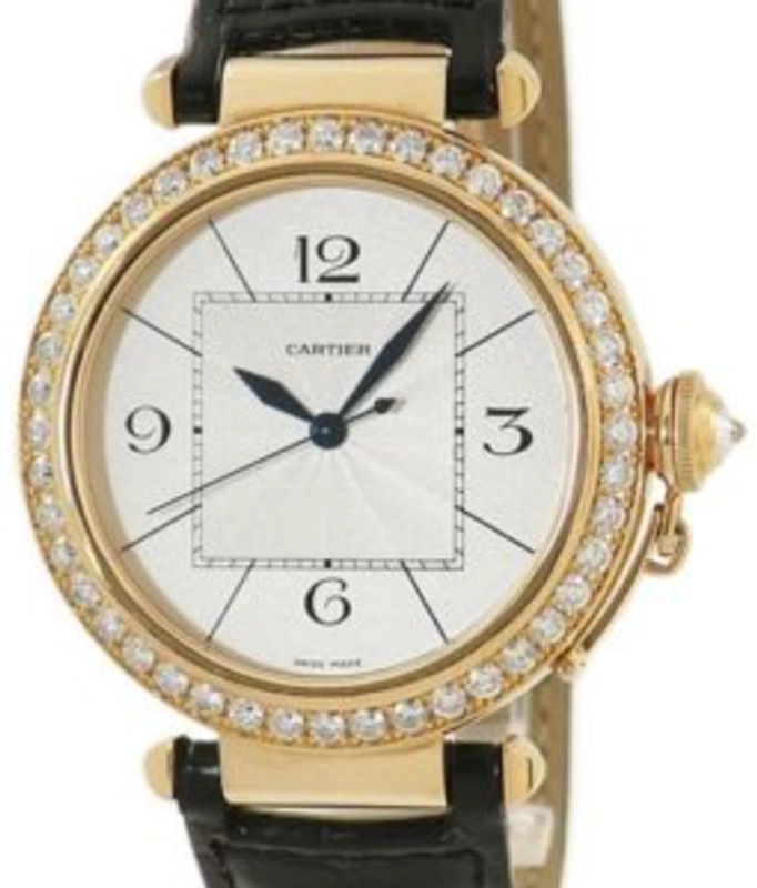 Cartier Pasha de Cartier Silver Dial on Black Leather Strap Ref. WJ120351