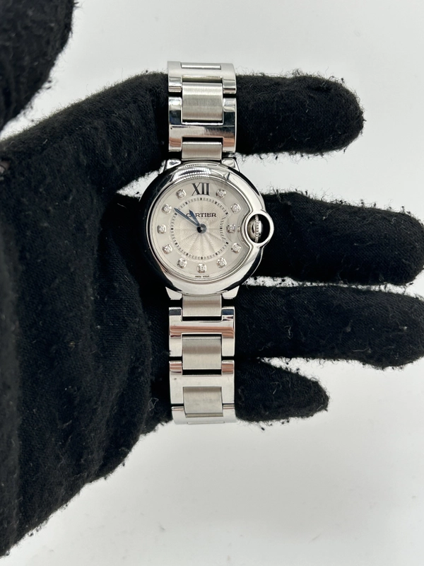 Cartier Ballon Bleu 28 Silver Diamond Dial on Stainless Steel Bracelet Ref. WE902073 Card 2019 view 2