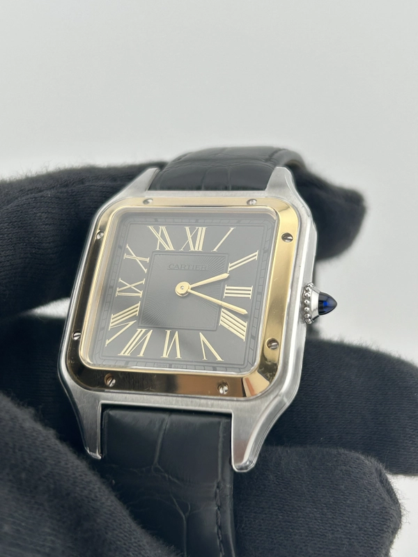 Cartier Santos Dumont Large Gray Dial on Leather Strap Ref. W2SA0028 Complete 2023 view 3