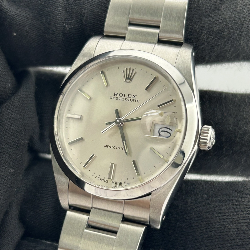 Rolex Oysterdate Precision Silver Stick Dial on Oyster Bracelet Ref. 6694 Papers 1989 view 3