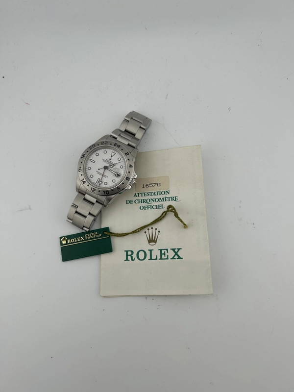 Rolex Explorer II White Dial on Oyster Steel Bracelet Ref. 16570 Papers view 7