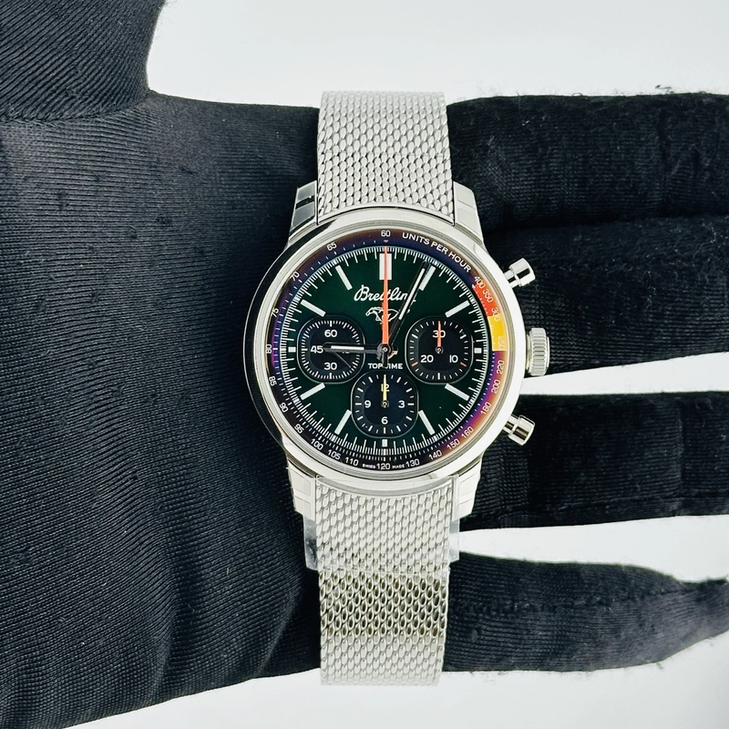 Breitling Top Time B01 B&P Green Dial on Bracelet Ref. AB01762A1L1A1 Card 2025 view 2