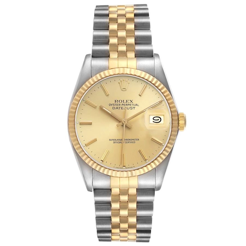 Rolex Datejust Champagne Stick Dial on D Link Jubilee Ref. 16233 Papers 1992