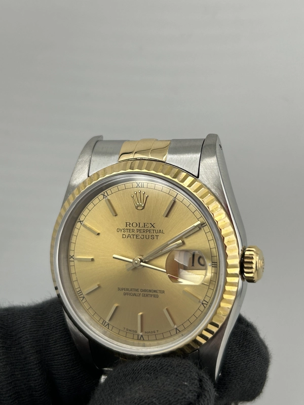Rolex Datejust Champagne Stick Dial on D Link Jubilee Ref. 16233 Papers 1990 view 3