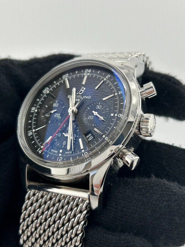 Breitling Transocean Black Dial on Stainless Steel Bracelet Ref. AB0451 view 3