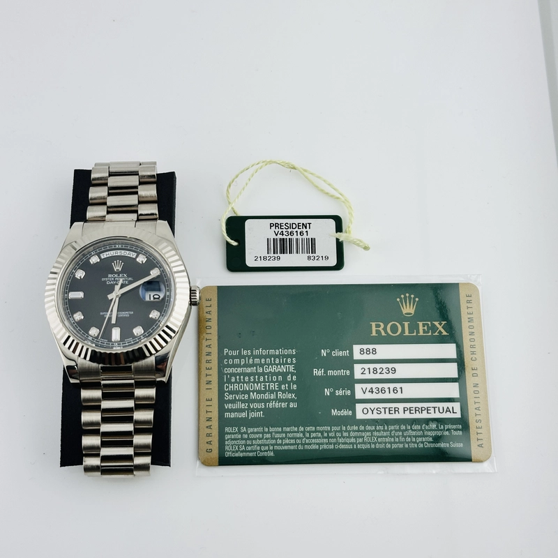 Rolex Day-Date Black Diamond Dial on President Ref. 218239 Card 2010 view 7