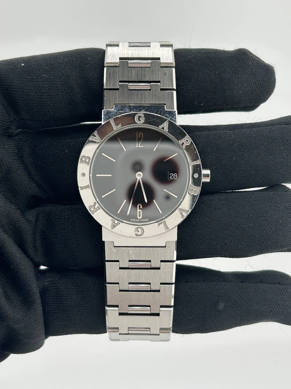 Bvlgari Bulgari Black Dial on Stainless Steel Bracelet Ref. BB33SS Complete 1997 view 2