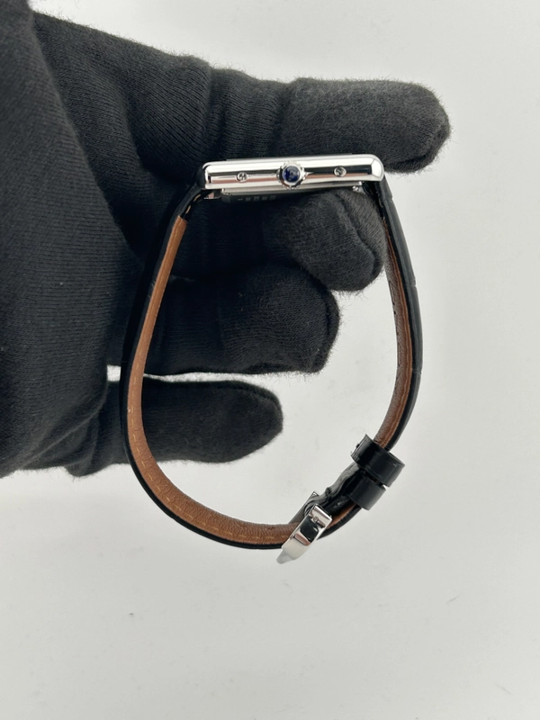 Cartier Tank Must Silver Roman Numerals Dial on Generic Black Leather Band Ref. WSTA0059 Card 2022 view 6
