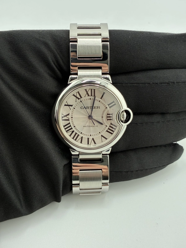 Cartier Ballon Bleu Silver Roman Numerals Dial on Stainless Steel Bracelet Ref. W6920046 Papers 2015 view 3