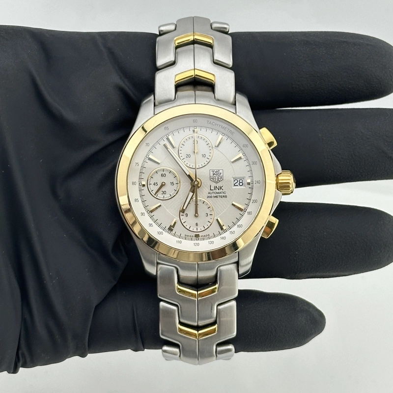 Tag Heuer Link Ivory / Gold Stick Dial on 2 Tone Bracelet Ref. CJF2150 view 2