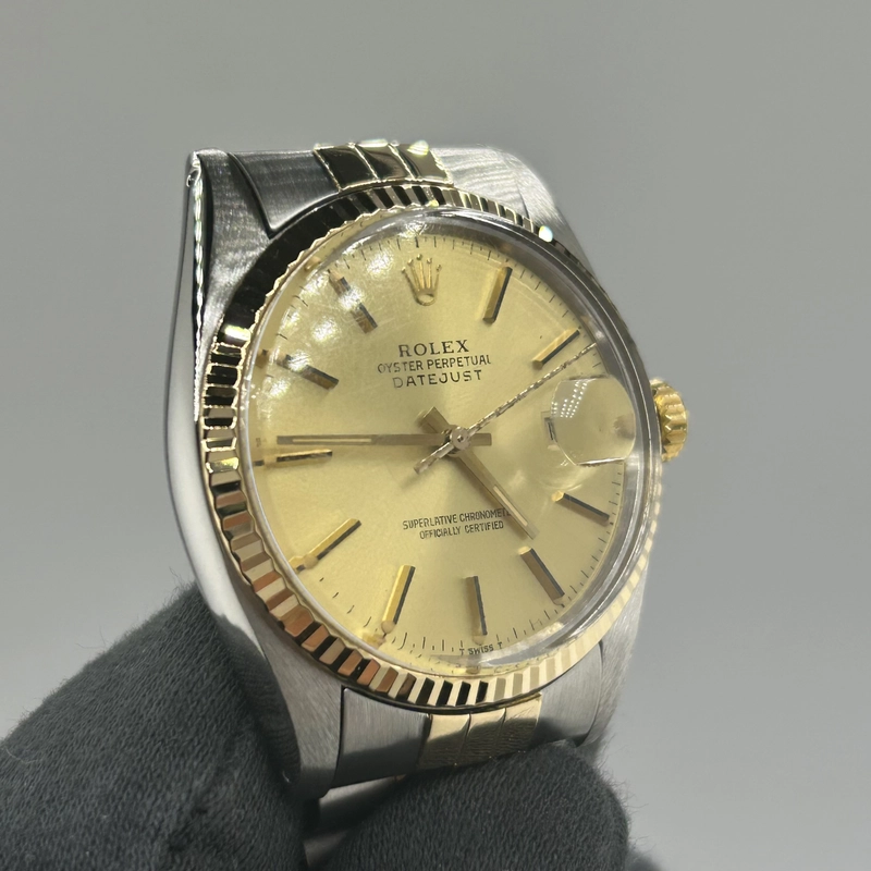 Rolex Datejust Champagne Stick Dial on D Link Jubilee Bracelet Ref. 16013 1985 view 3