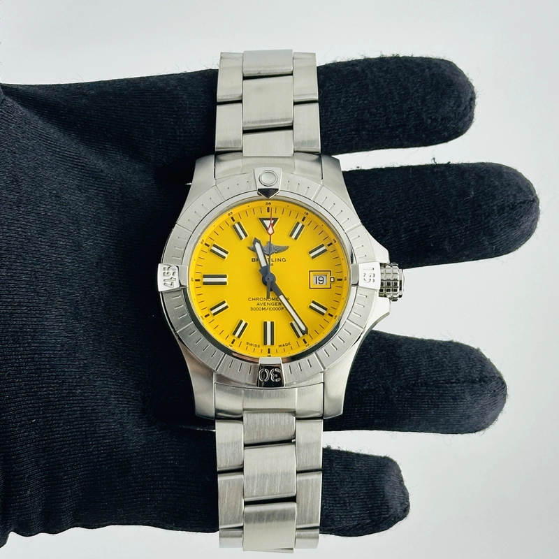 Breitling Avenger Seawolf Yellow Dial on Stainless Steel Bracelet Ref. A17319 Card 2024 view 2