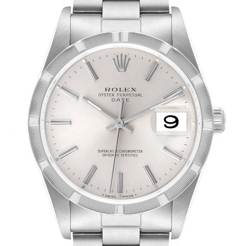 Rolex Oyster Perpetual Date Silver Stick Dial on Oyster Bracelet Ref. 15210 1991