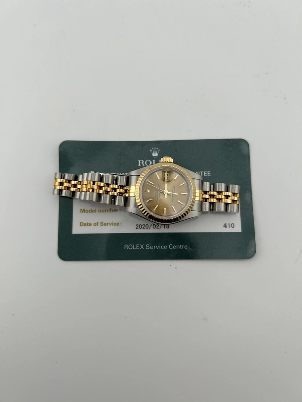Rolex Datejust Lady Champagne Stick Dial on 2 Tone Jubilee D Link Bracelet Ref. 69173 2020 view 7