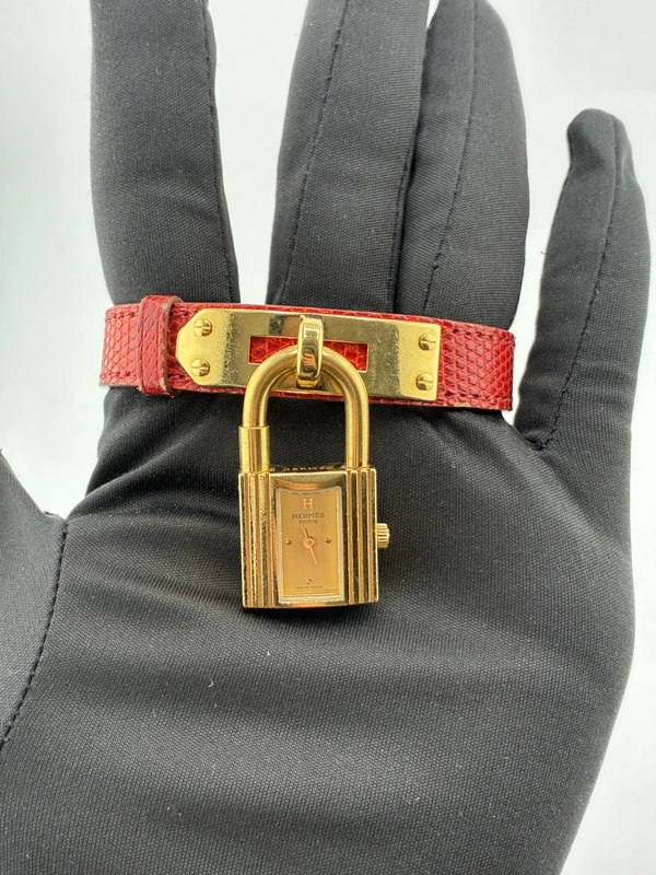 Hermes Kelly Gold Dial on Leather Ref. KE1.201 Papers Open Date view 3