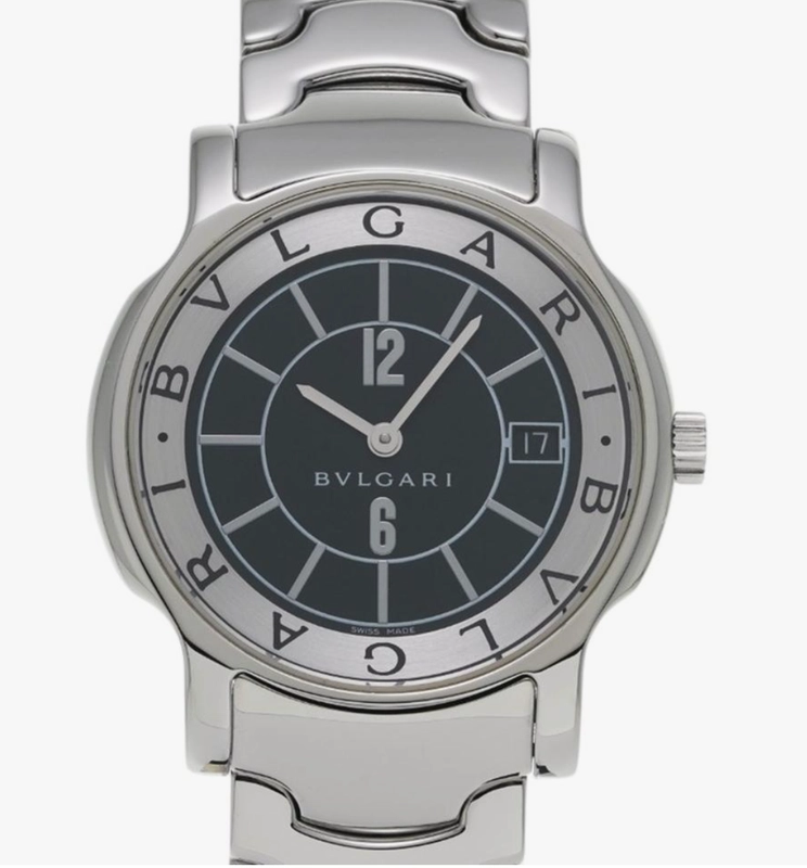 Bvlgari Solo Tempo Black Dial on Stainless Steel Ref. ST35S