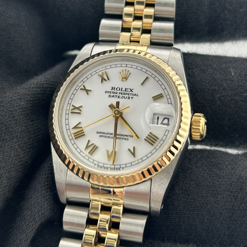 Rolex Datejust White Roman Dial on D Link Jubilee Ref. 68273 Papers 1991 view 3