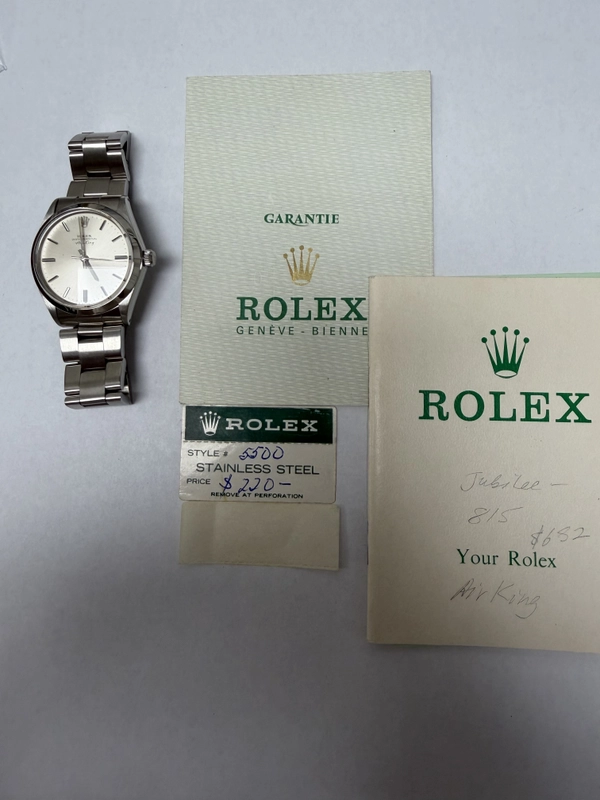 Rolex Air-King Silver Dial on Oyster Ref. 5500 Papers 1975 view 6