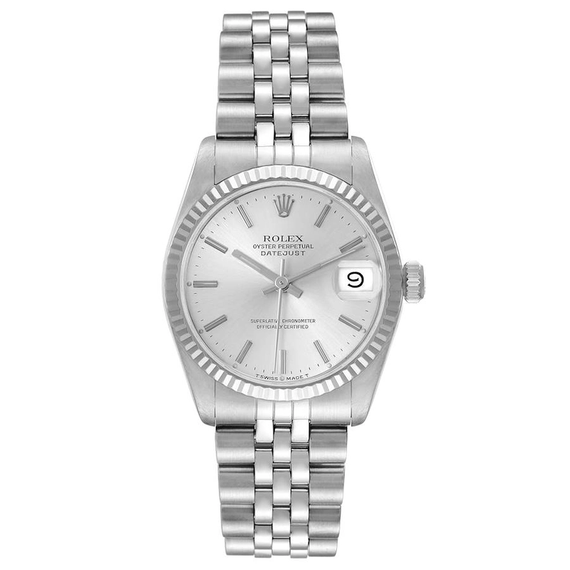 Rolex Datejust Silver Stick Dial on D Link Jubilee Ref. 68274 Papers 1992