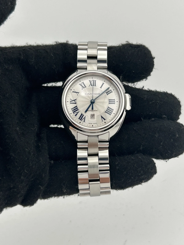 Cartier Cle de Cartier Silver Roman Numerals Dial on Stainless Steel Bracelet Ref. WSCL0005 Papers 2019 view 2