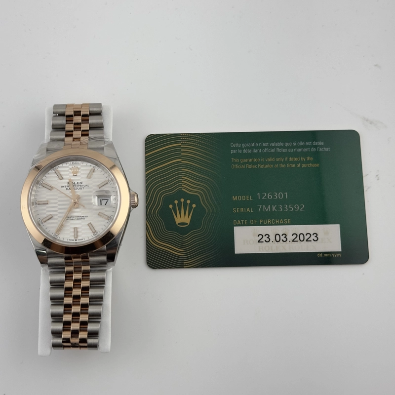 Rolex Datejust 41 Silver Fluted Motif Dial on Jubilee Ref. 126301 Card 2023 view 5