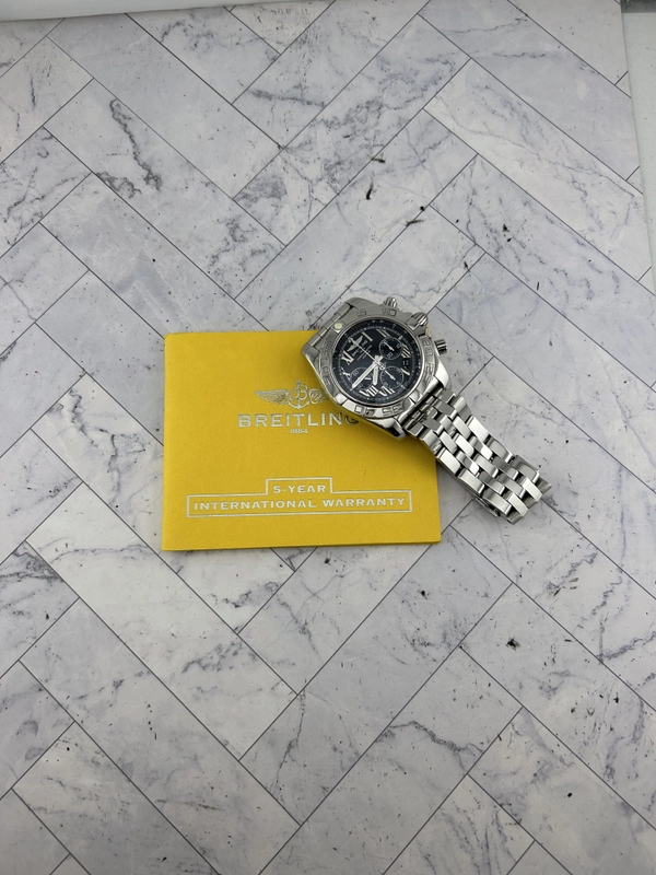 Breitling Chronomat Black Dial on Stainless Steel Bracelet Ref. A011B56PA Papers 2012 view 7