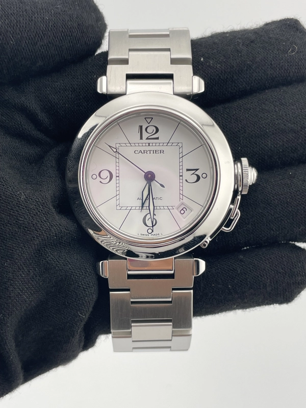 Cartier Pasha C White Dial on Stainless Steel Bracelet Ref. W31074M7 view 2