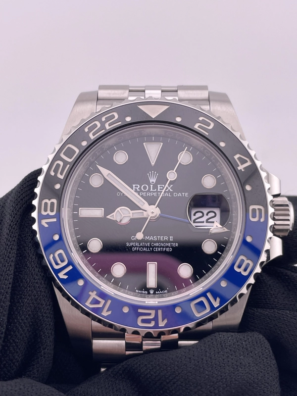Rolex GMT-Master II Batgirl Black Dial on Jubilee Ref. 126710BLNR Card 2022 view 3