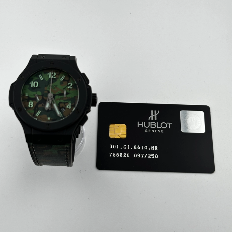 Hublot Big Bang Commando Jungle B/P Green Camouflage Dial on Leather & Rubber Ref. 301.C1.8610.NR Card 2012 view 5