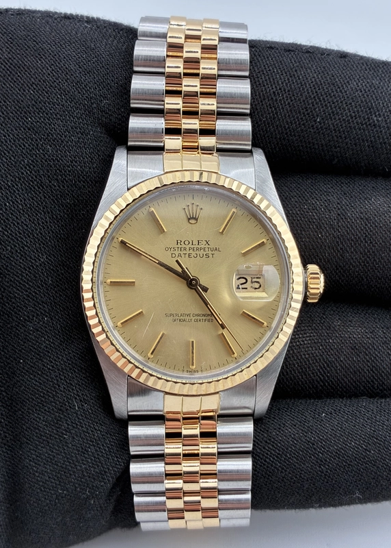 Rolex Datejust Champagne Stick Dial on Jubilee Ref. 16013 1985 view 2