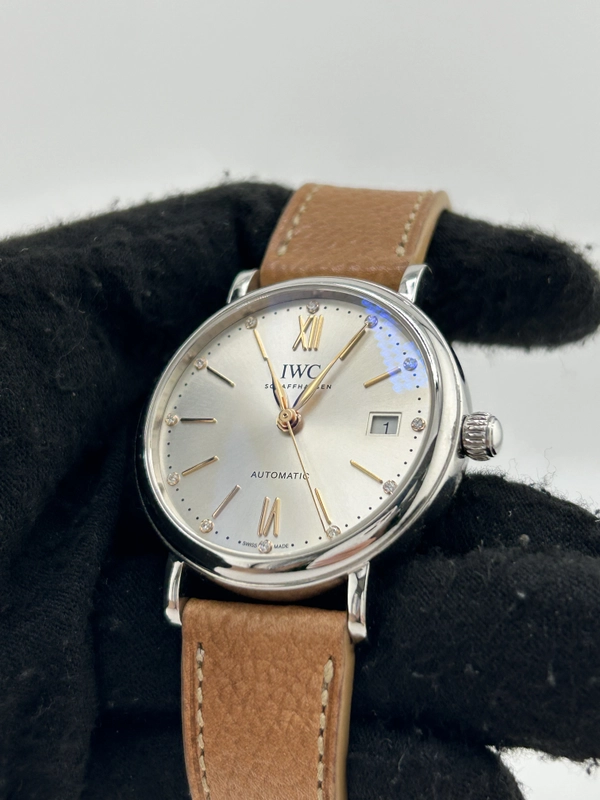 Iwc Portofino Automatic 37 Silver Dial on Caramel Leather Strap Ref. IW458601 Complete 2023 view 3
